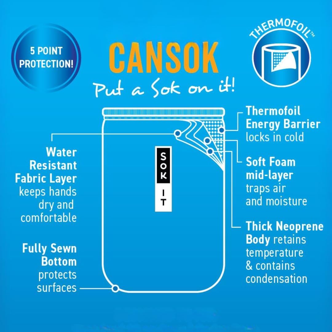 Sok It CanSok Sleeve for Beer & Soda Insulated Neoprene Cover (Whale of a Time, 12oz Slim Can Sleeve)
