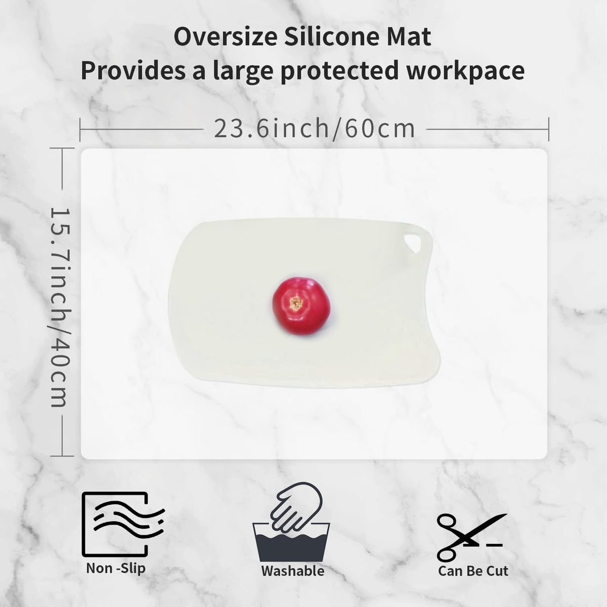 2 Pack Oversize Silicone Table Mats, Silicone Placemat Set of 2 for Baking Craft Pastry Non-Stick, Heat Resistant Waterproof Nonskid Countertop Protector Mat (Translucent, 23.6''x15.75'')