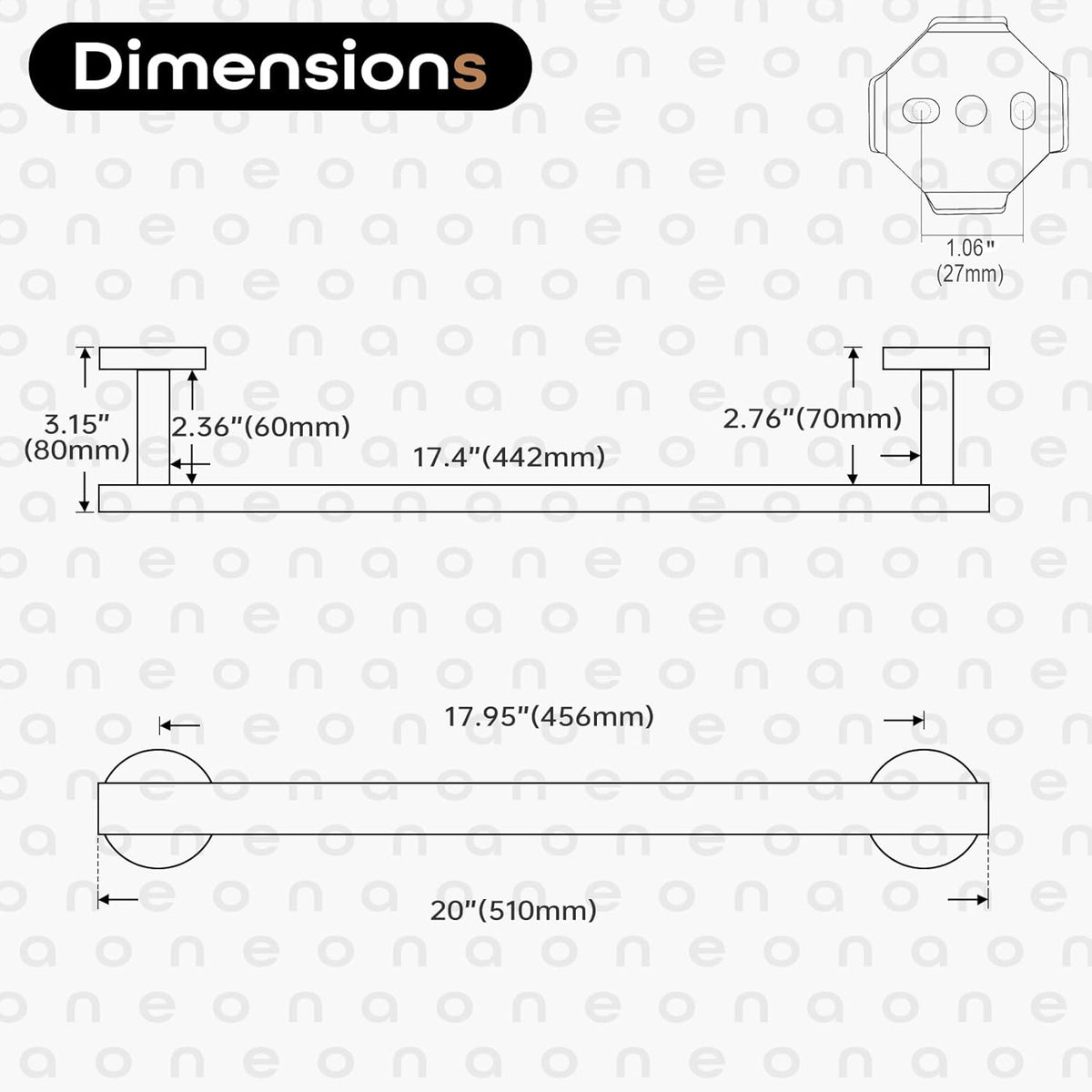 20 Inch Bathroom Towel Bar Bath Towel Rack Kitchen Towel Holder Towel Shelf Wall Mounted SUS304 Stainless Steel 2 Pack Oil Rubbed Bronze AN4001ORB-L20-P2