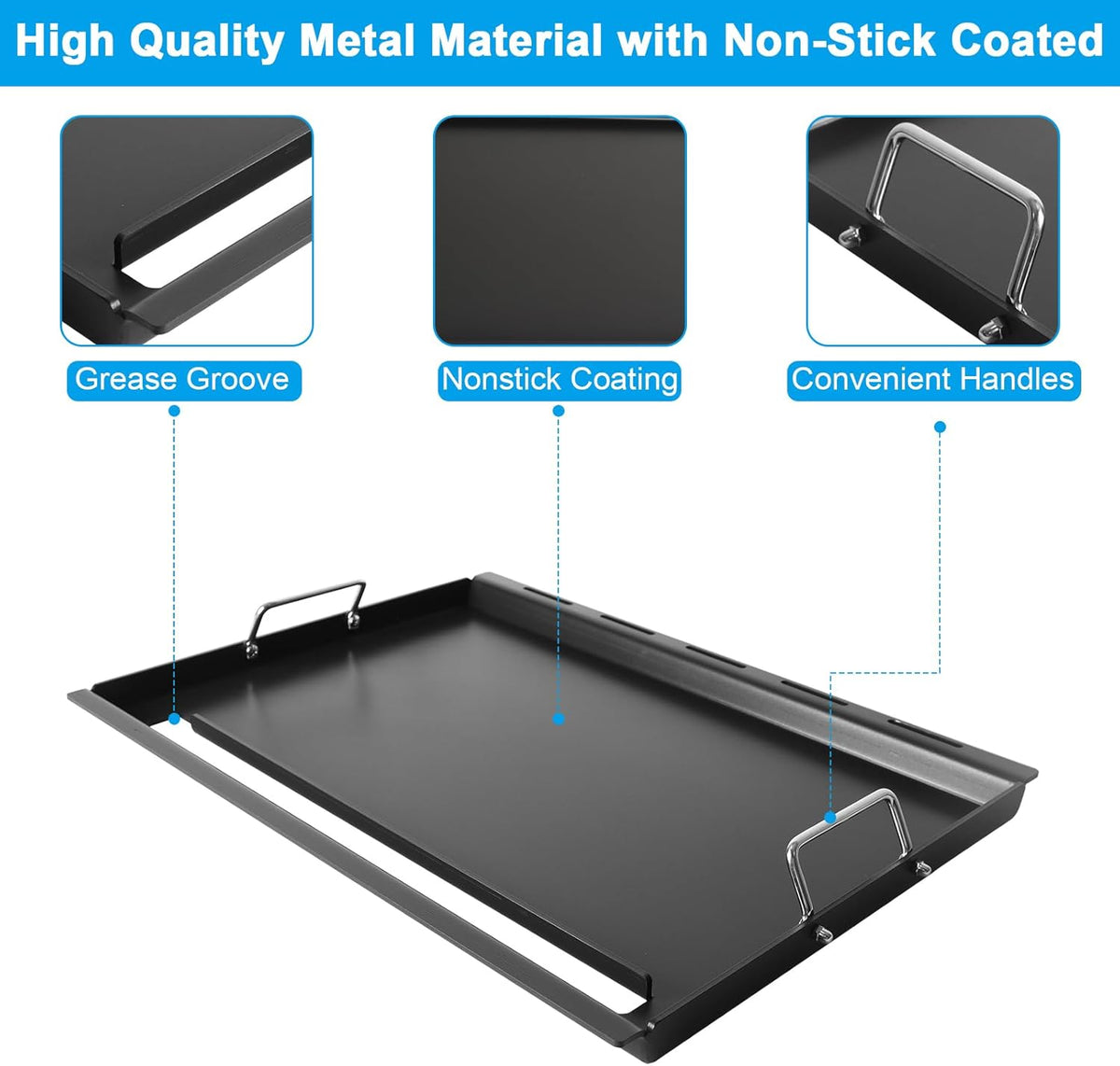 Full-Size Griddle Inserts for Weber Genesis 300 Series Gas Grills, Flat Top Griddle Replacement Parts for Weber Genesis E-310 S-310 E-320 S-320 E-330 S-330 EP-310 EP-320 EP-330 Gas Grills 7524