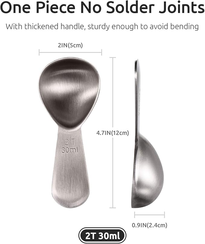 Coffee Scoop: U-Taste 18/8 Stainless Steel Measuring Coffee Scoop 2 tablespoon, Short Handled Measure Scooper for Ground Coffee, Bean in Canister (Silver, 2Tbsp/30ml)