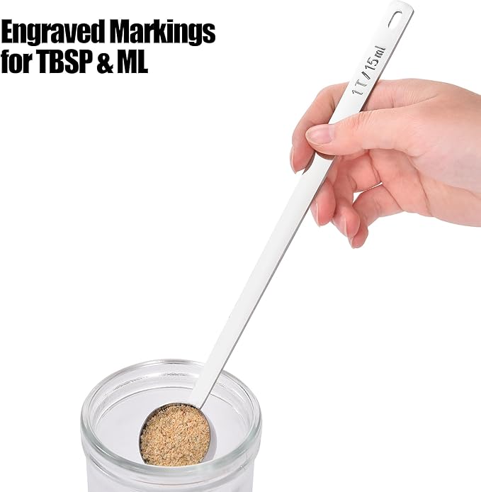 18/8 Stainless Steel Coffee Scoop, Doosu Food-Grade Metal Measuring Spoon with 8.5in Long Handle, Tablespoon Scooper for Coffee Beans, Ground Coffee, Espresso, Protein Powders, Tea, Sugar (1 Tbsp)