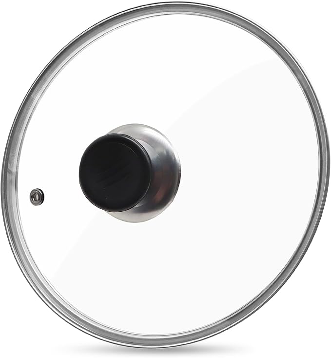 10.25 Inch Glass Lid for Frying Pan Tempered Glass Pot Lid with Stainless Steel Rim for 10.25 Inch Frying Pan Wok Pot Skillet (10.25 Inch)