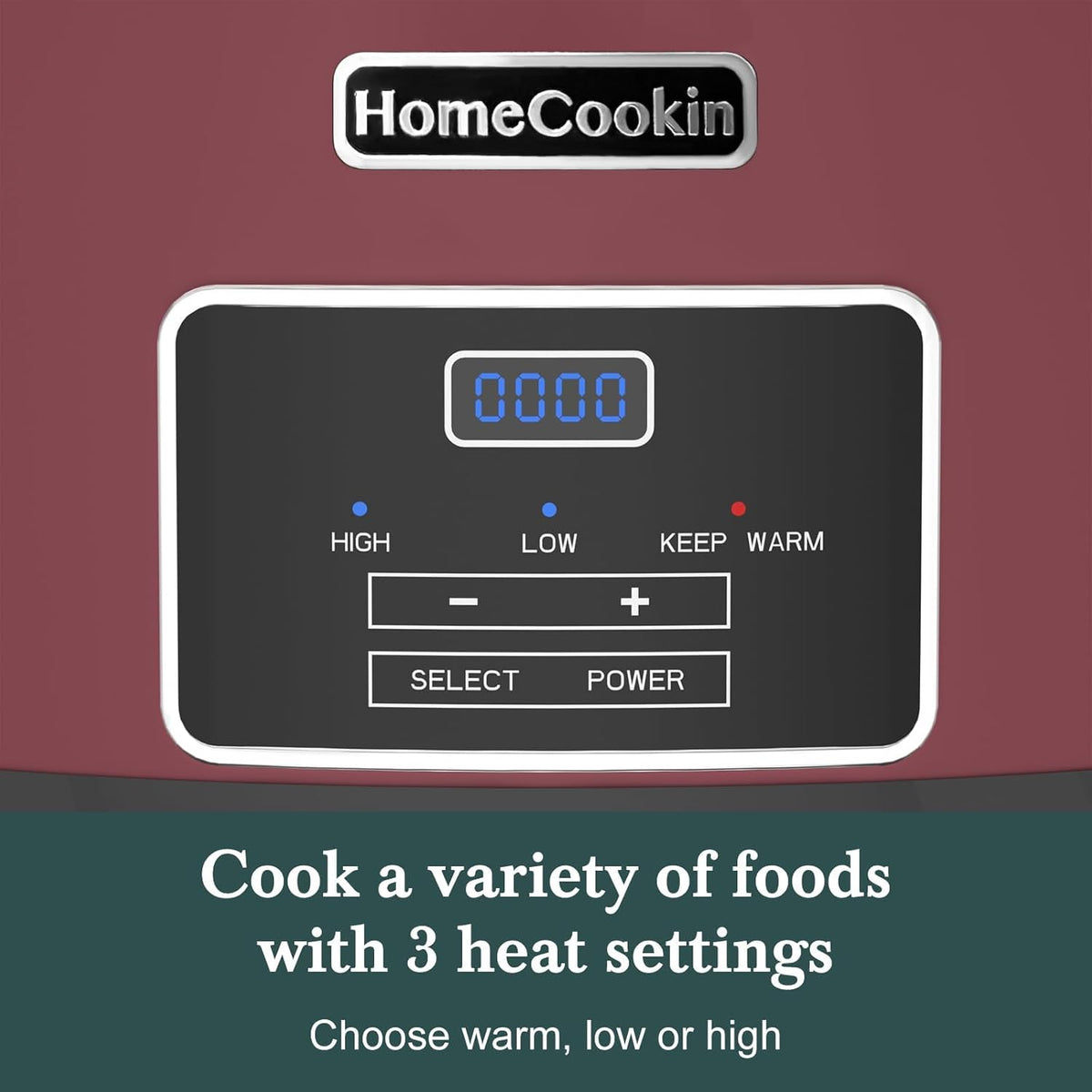 HOMECOOKIN 6-Quart Programmable Slow Cooker with Timer - Small Kitchen Appliance for Family Dinners - Serves 6+ People - Heat Settings: Keep Warm(Red Shell + White Ceramic Liner)