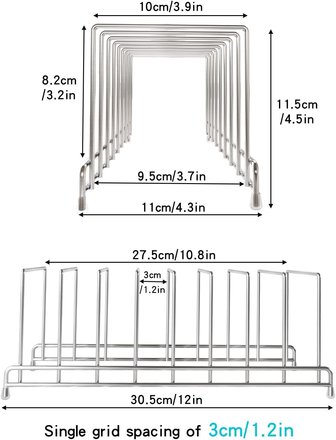 YQh 2 pieces，Kitchen Cabinet Organizer Rack for Cutting Boards, Bakeware, and Pan Storage, Stainless Steel