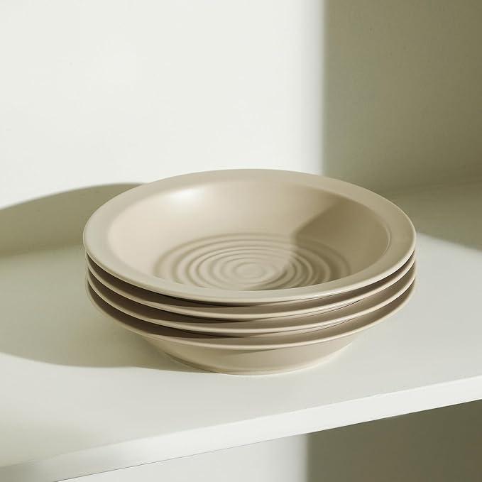 Stone Lain Orbit 4-Piece Pasta Bowl Set Stoneware, Beige