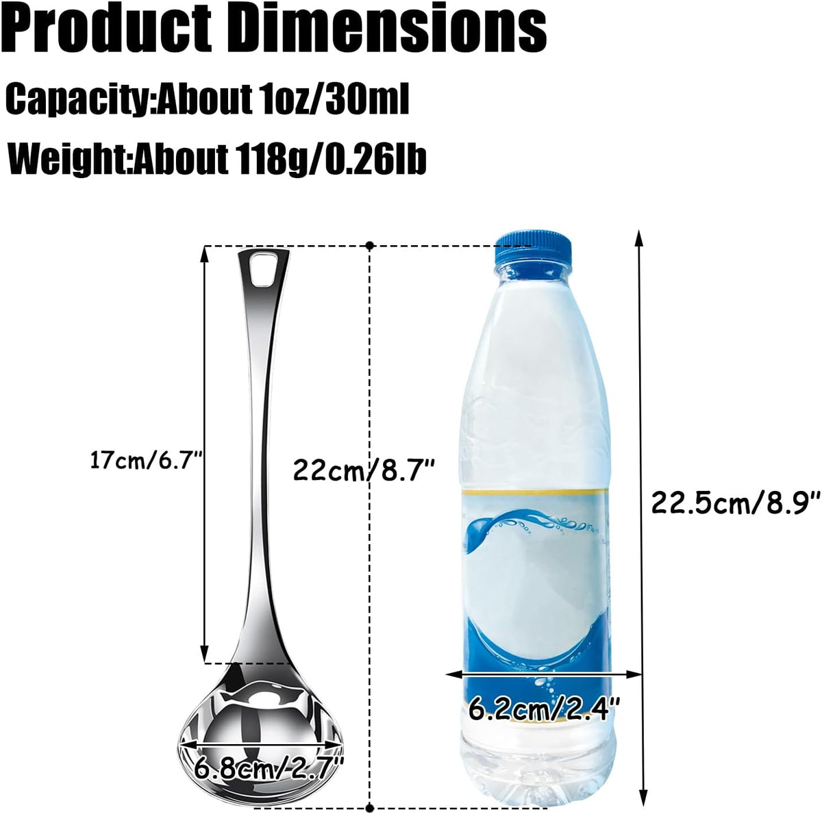 Small Gravy Ladle,Gravy spoon Heavy Duty 18/10 Stainless Steel 8.7-inch Ladle for Serving,Dishwasher safe,Silver,1Pack