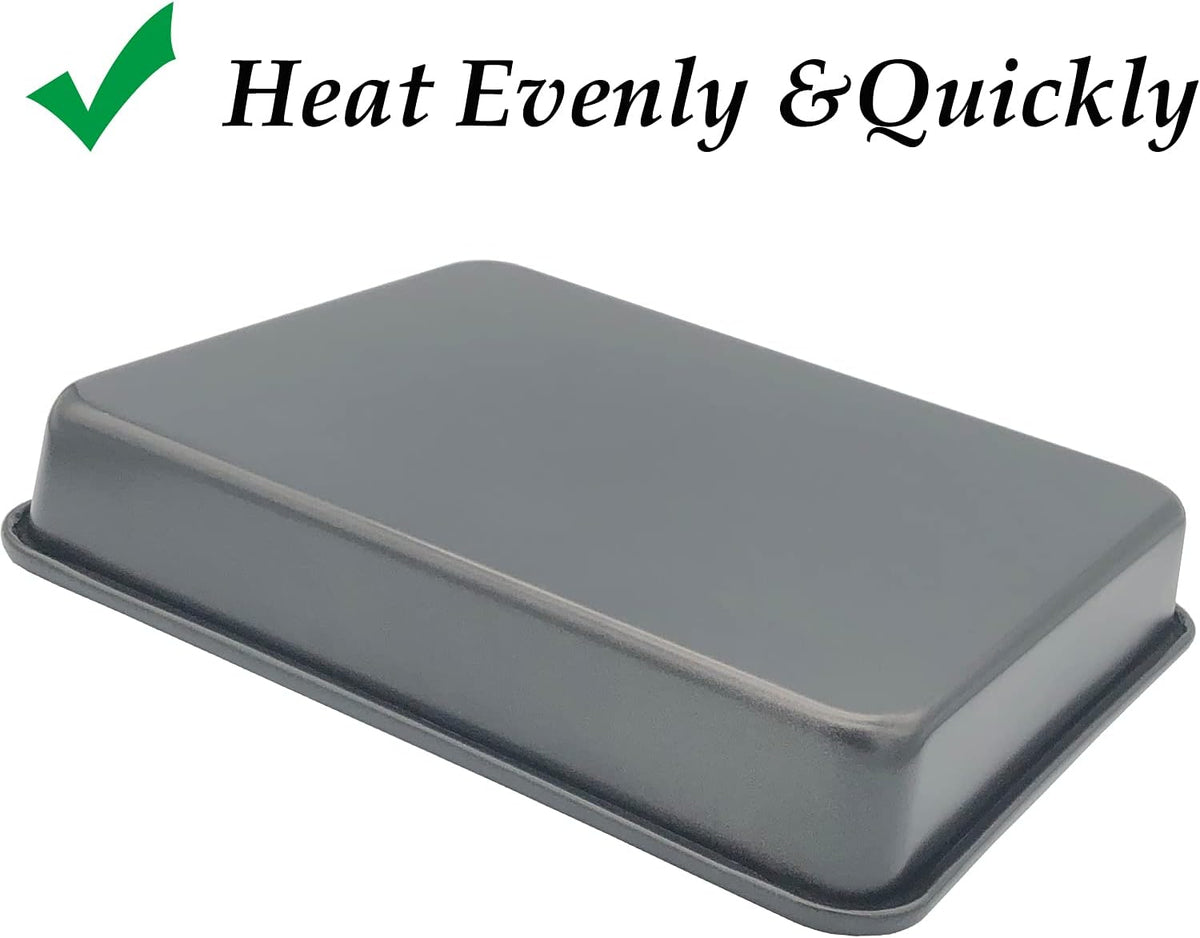 Small Baking Pans 11x9 Inch 2Pcs Mini Cookie Sheets Toaster Oven Tray Nonstick Thicken Brushed Carbon Steel No Warp Magnetic 1 to 2 Person Bakeware by HYTK