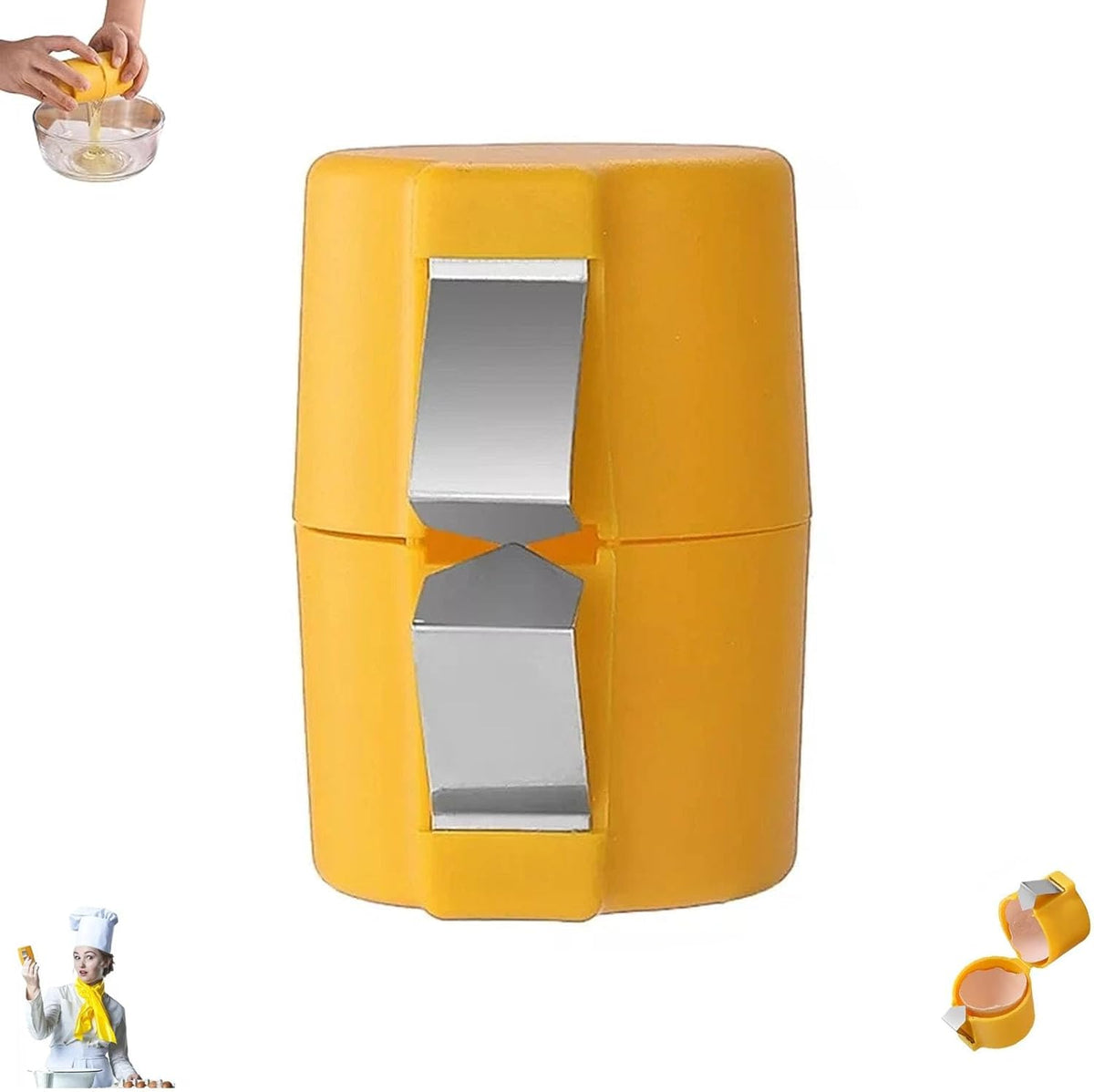Stainless Steel Egg Opener,Egg Opener For Hard Boiled Eggs,Efficient Egg Cracking Tool，Perfect For Baking, No Shells，No Mess – Perfect Omelets, Scrambled Eggs & Baking. (yellow)