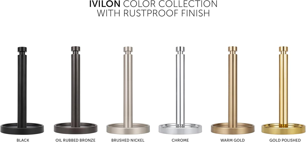 Ivilon Countertop Paper Towel Stand - Steady and Easy Tear - Fits All Paper Towel Rolls - Warm Gold