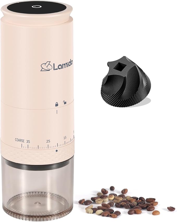 Portable Cordless Burr Coffee Grinder, Electric Conical Bur Espresso Grinder with 38 External Adjustable Grind Settings, Battery Display Panel, Rechargeable Small Coffee Bean Mill For Travel