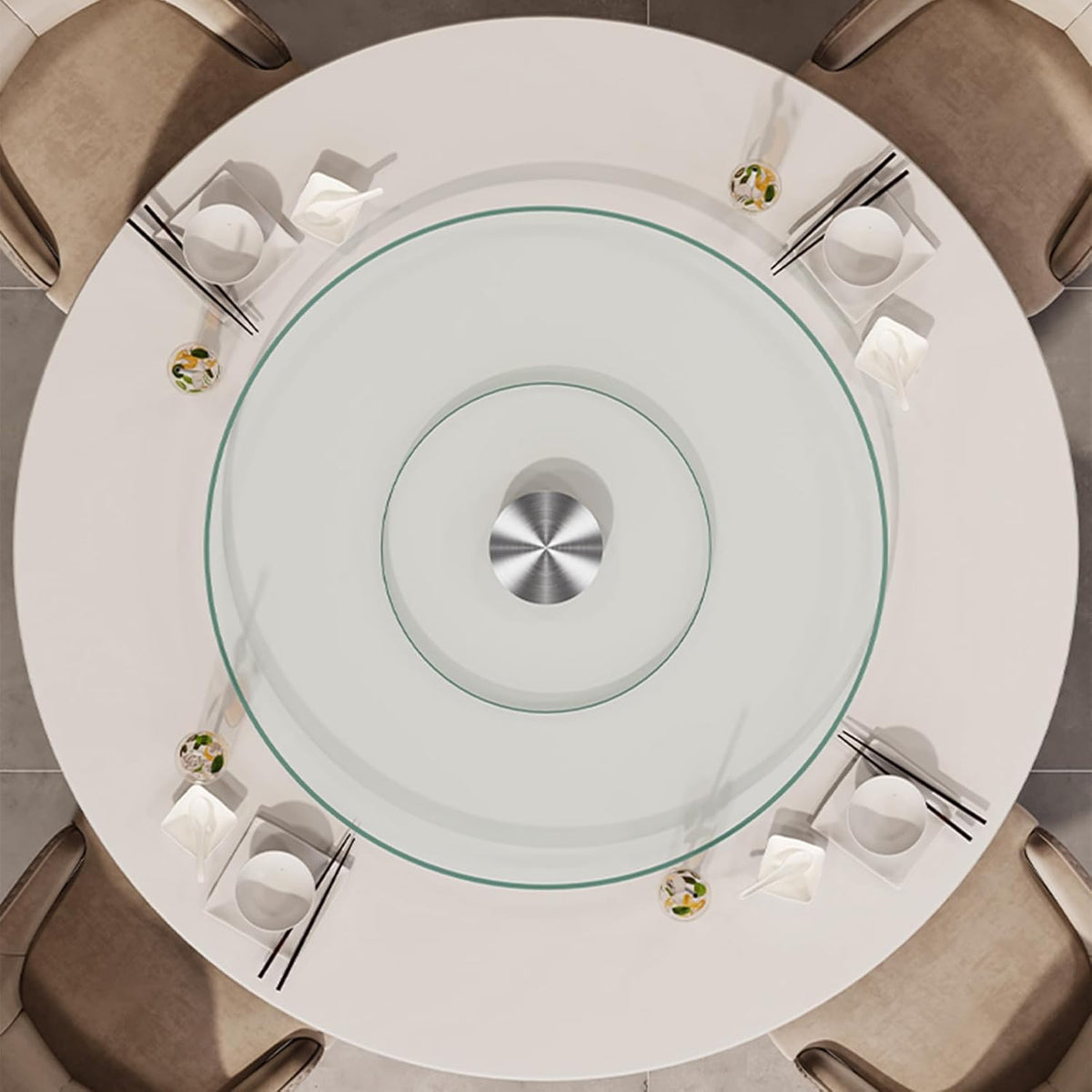 22.8" Lazy Susan for Table Top Tempered Glass Rotating Serving Tray for Dining Table, Kitchen Lazy Susan Organizer Spinning Rotating Food Server Party Centerpieces Heavy Duty (58cm / 22.8in)
