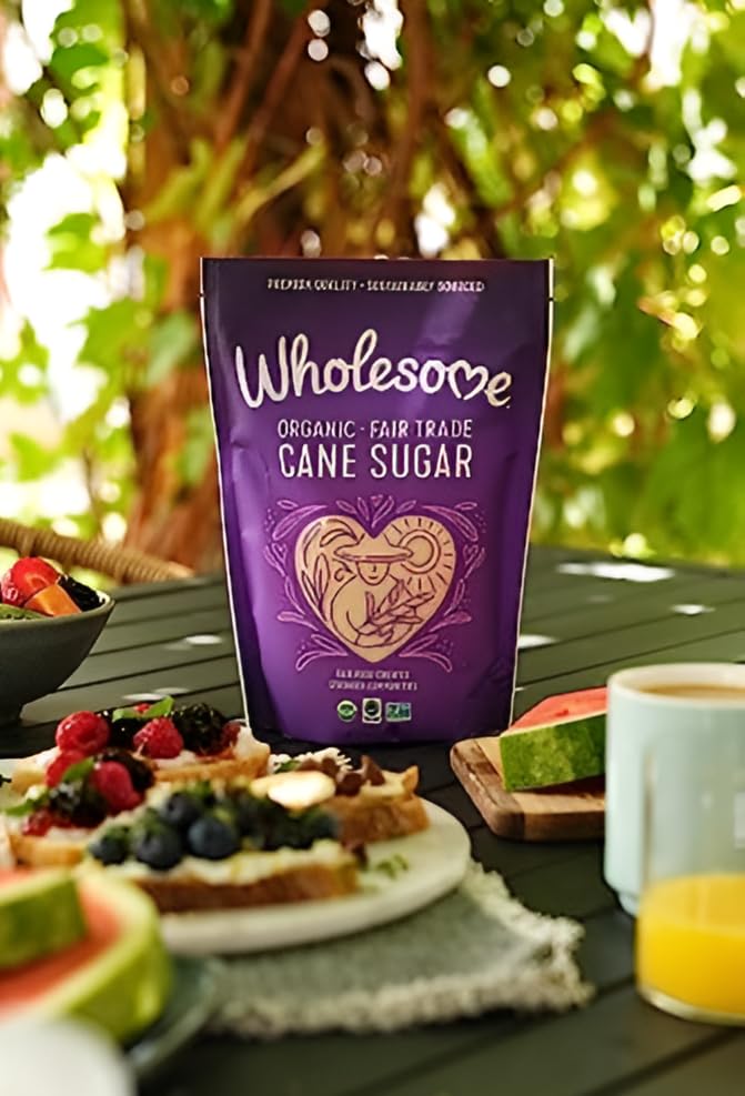 Wholesome Organic Cane Sugar, Fair Trade, Non GMO & Gluten Free, 1 Pound (Pack of 12)