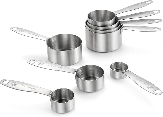 Stainless Steel Measuring Cups, 8 Piece Heavy Duty 18/8 Steel Measuring Cups Set