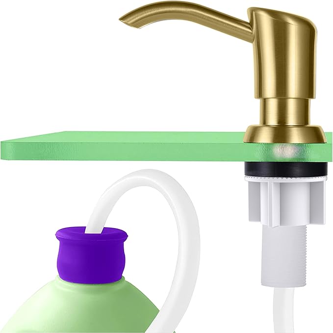 GAGALIFE Built in Counter Soap Dispenser for Kitchen Sink and Extension Tube Kit, Anti-Leakage Upgrade with 40" Tube No More Top Refill, Brushed Gold