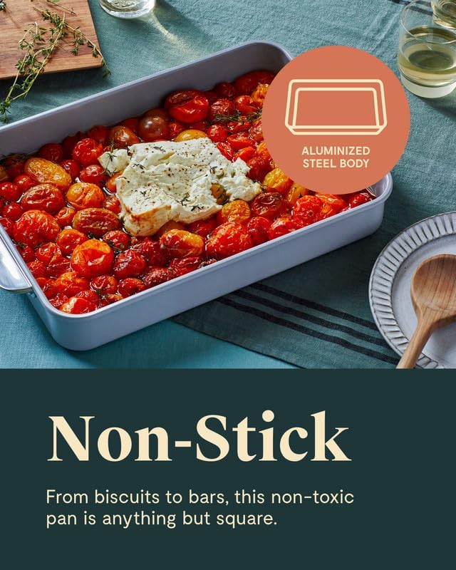 Caraway Non-Stick Ceramic 9”x13” Rectangle Pan - Naturally Slick Ceramic Coating - Non-Toxic, PTFE & PFOA Free - Perfect for Brownies, Lasagnas, and More - Slate
