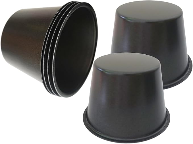 Popover Pans Nonstick 6 Packs, Individual Larger Muffin, Versatile Round Baking Cups for Popover, Muffins, Quiche, Tarts, Cupcakes, Pudding - Carbon Steel, Black