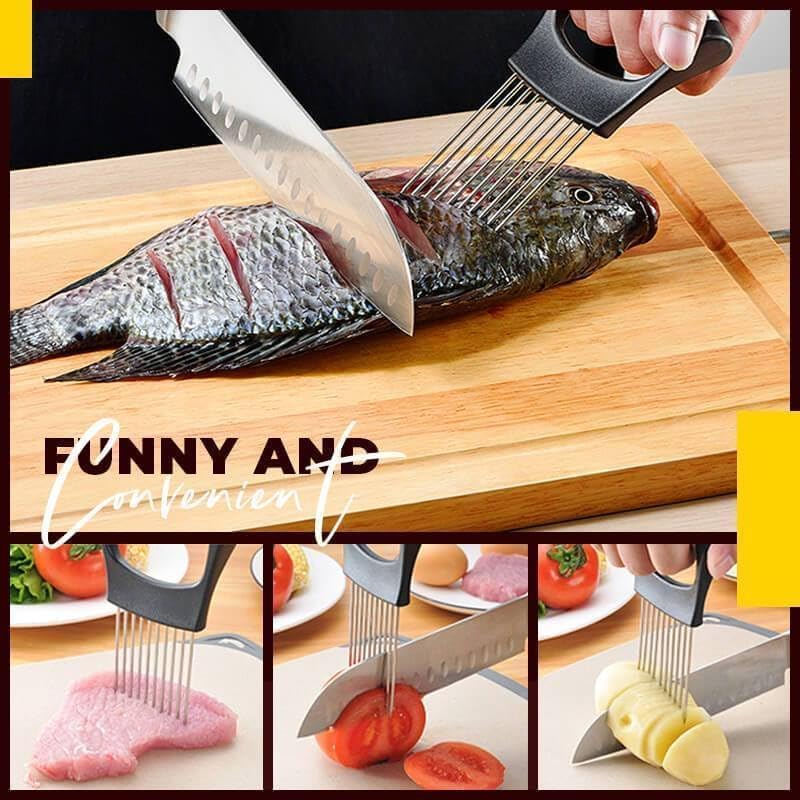 2025 Upgraded Onion Slicer, Onion Holder Chopper for Slicing, Chopper Slicer Assistant Tool, Cutter for Slicing of Meat, Potato, Tomato Kitchen Gadgets (2, Black)