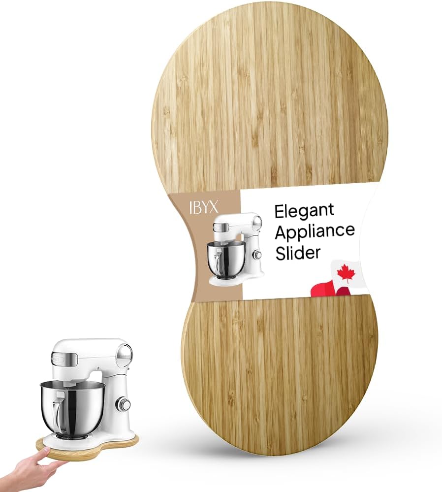 Ibyx Bamboo Mixer Slider – Compatible with Cuisinart Stand Mixer 12-Speed 5.5 Qt – Countertop Appliance Sliding Tray (Natural)