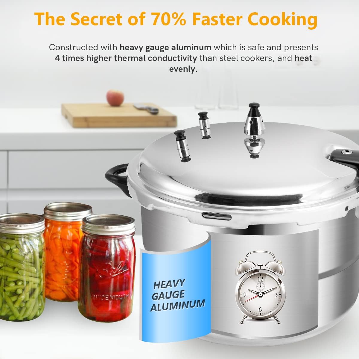 16 Quart Pressure Cooker, 10 Psi Induction Compatible Pressure Canner w/Stainless Steel Honeycomb Base, Heavy Gauge Aluminum, Quality Steamer Rack Included