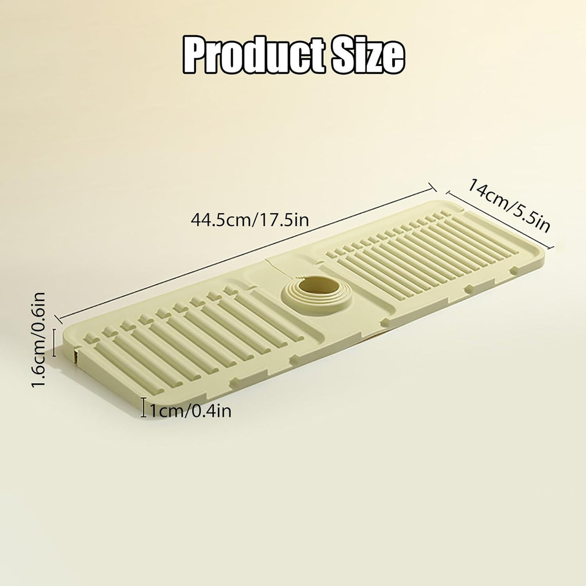 Faucet Mat for Kitchen Sink - 2024 Upgraded Premium Silicone Splash Guard with Fast Drying Properties - Protective Sink Tray Ideal for Stone Sinks in Kitchen & Bathroom (1, Beige)