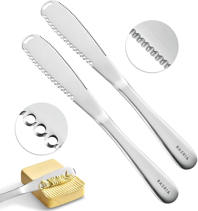 Butter Spreader Knife for Cold Butter above 20℉, Butter Slicer, Butter Curler, Butter Grater, Butter Blade (2 knives)