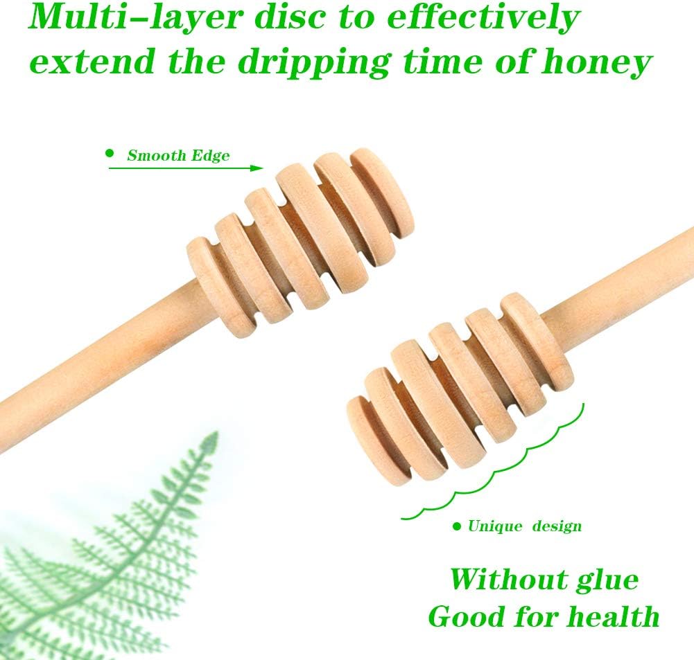 12 Pack Mini Wooden Honey Dipper Sticks, Honey Dippers 6 inch with Individually Wrapped Server for Honey Dispense Drizzle Honey and Wedding Party Favors