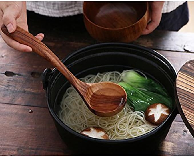 Wooden Spoons for Cooking, 4 Pcs Wooden Natural Teak Wood Spatulas Spoon, Nonstick Kitchen Utensil Set