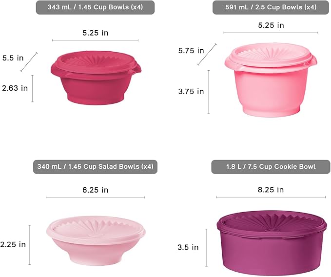 Tupperware Heritage Collection, New 36 Piece Food Storage Container Set in Vintage Pink, Dishwasher Safe and BPA Free (18 containers, 18 lids)