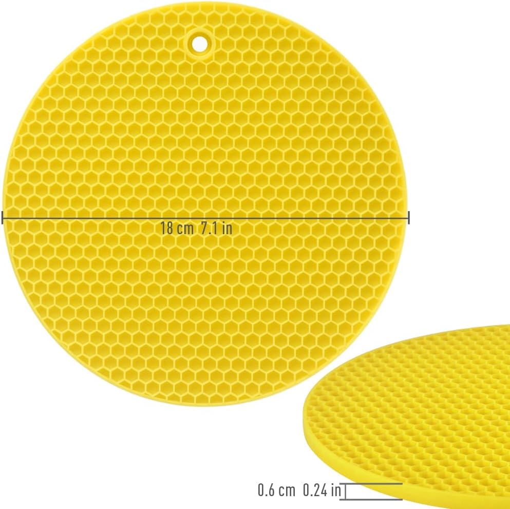 homEdge Silicone Trivets Mat, 6 Packs Multipurpose Non Slip Heat Resistant Pot Holder-Yellow