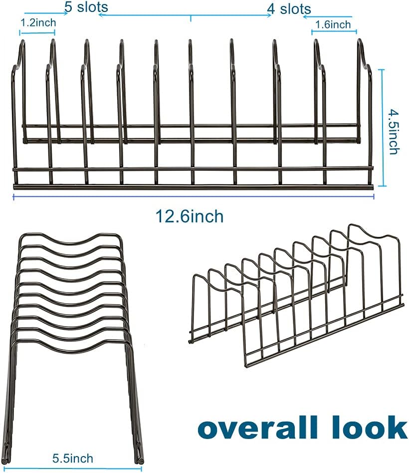 Pot Lid Organizer, Pot Lid Rack Holder, Rest Cutting Board, Bakeware, Pots & Pans, Serving Trays, Reusable Containers in Cabinet Pantry, Stainless Steel