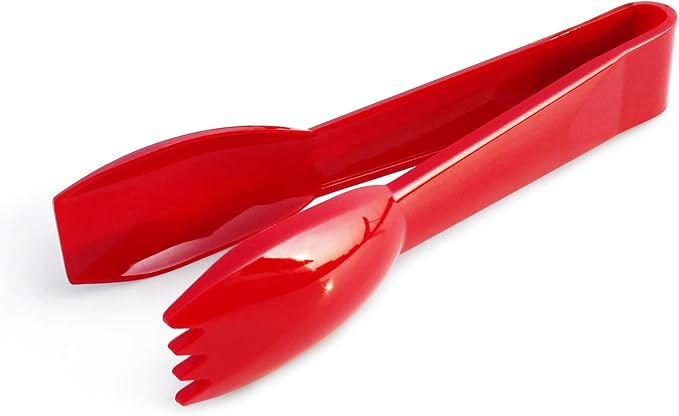 New Star Foodservice 35605 Utility Tong, High Heat Plastic, Straight Edge, 6 Inch, Set of 12, Red