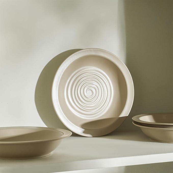 Stone Lain Orbit 4-Piece Pasta Bowl Set Stoneware, Beige