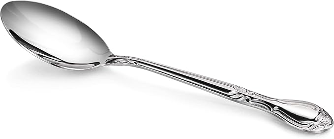 New Star Foodservice 58727 Rose Pattern, 18/0 Stainless Steel, Teaspoon, 6.2-Inch, Set of 12