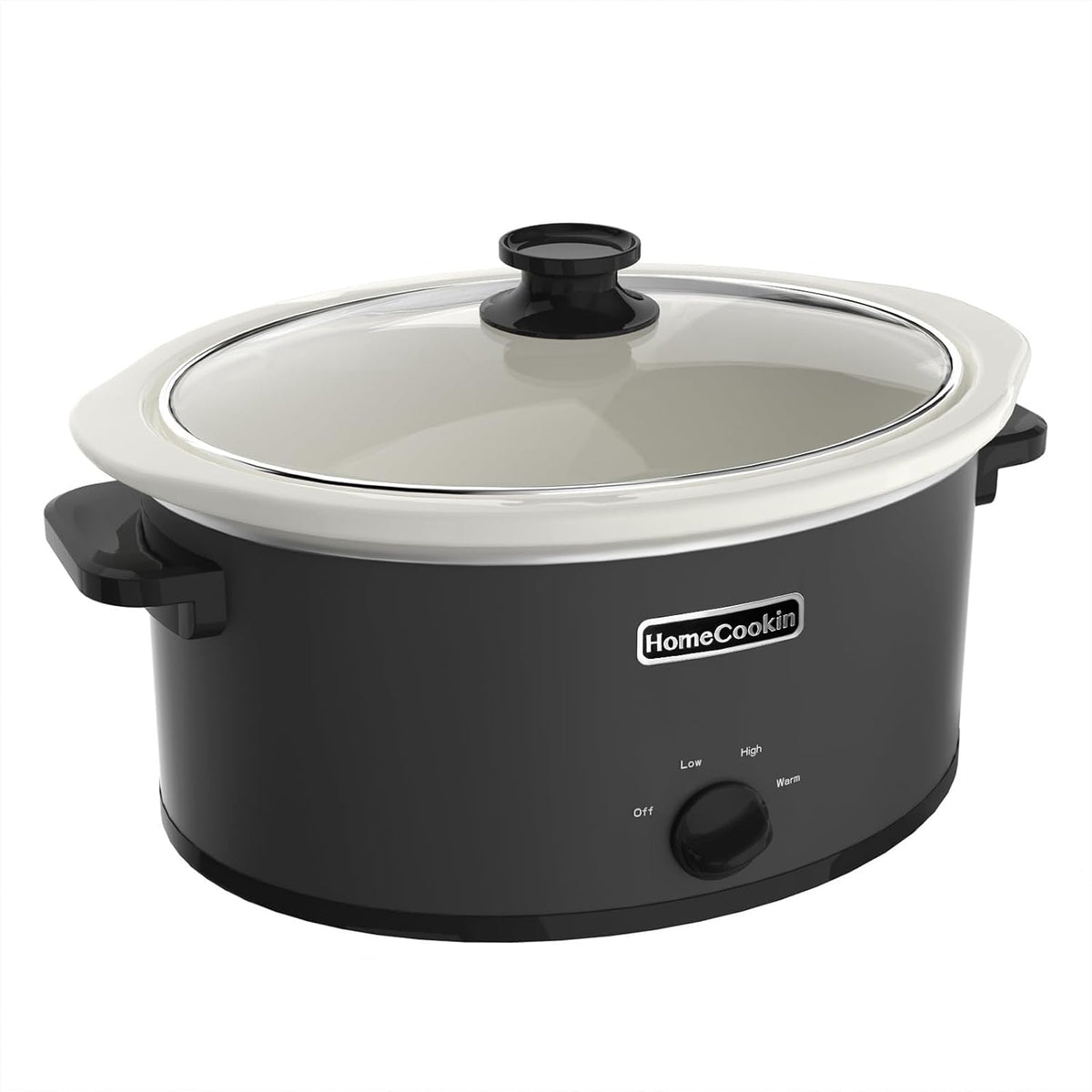 HOMECOOKIN 6 Quart Slow Cooker Oval Manual Pot Food Warmer with 3 Cooking Settings, Black