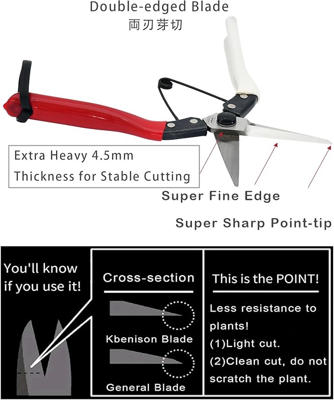 Double-Edge Garden Shears Micro-Tip Pruning Shears Extra Heavy Straight Garden Scissors Effortless Cuts Pruning Shears for Gardening Clippers for Plant Herb Flower Harvesting Fruits vegetables