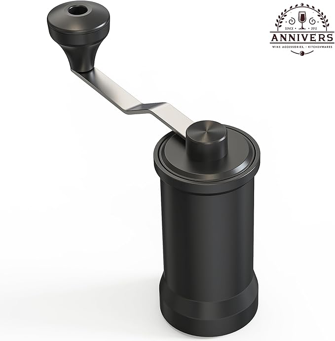 Manual Coffee Grinder Hand Coffee Bean Grinder Burr Grinder, Adjustable Coarseness Ceramic Burr Glass Jar Stainless Steel Crank Brush, for Espresso French Press Drip, Moulin à Café Manuel