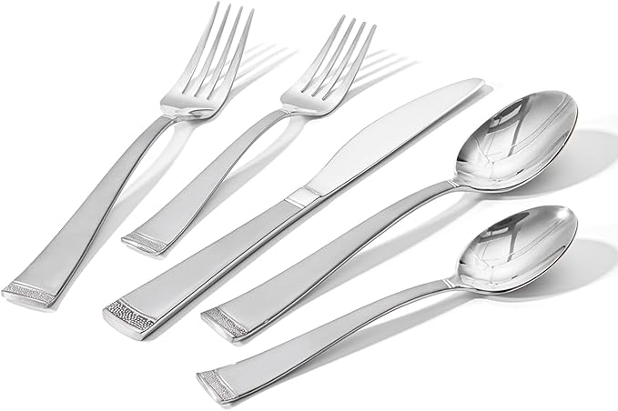 HIKAA 40PCS Matte Handle Silverware Set for 8, Stainless Steel Flatware Set, Modern Design Cutlery Set for Home/Hotel/Wedding, Dishwasher Safe
