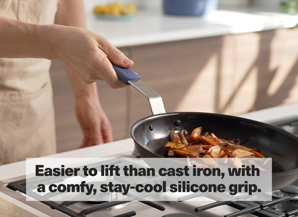 Misen 10 Inch Pre-Seasoned Carbon Steel Fry Pan – Lightweight, Even Heating, Heat Retention – Oven Safe to 500°F – Ideal for Searing, Sautéing, and Frying – Versatile Durable, Easy to Clean
