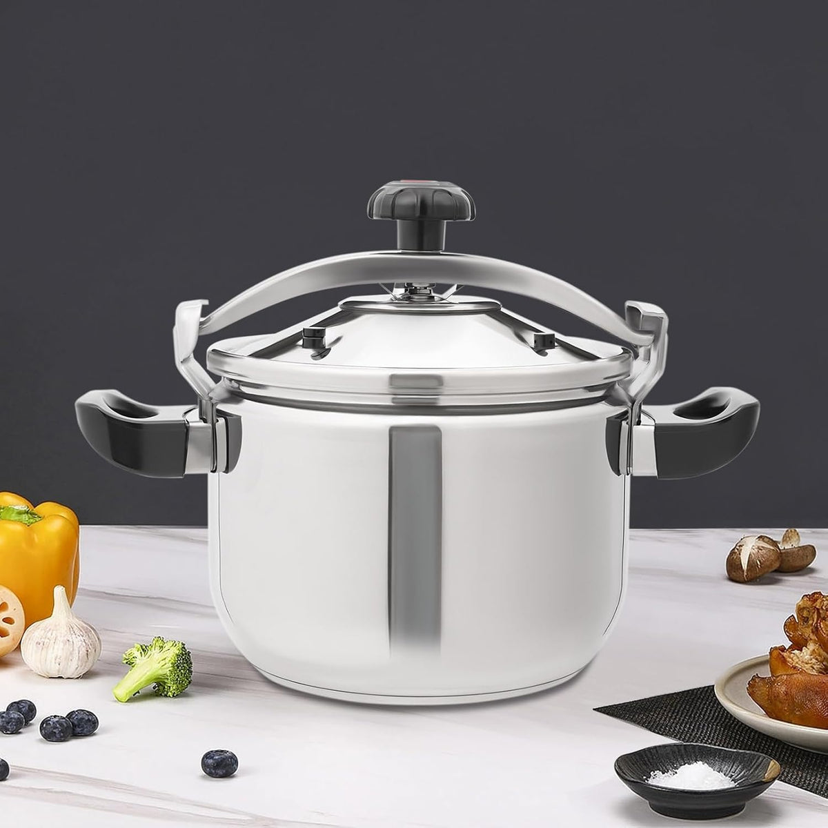 23.2 Quart Pressure Cooker Stainless Steel Pressure Canner, Large Capacity, Commercial Pressure Cooker Clamp On Type, Single Valves for Family or Commercial Use