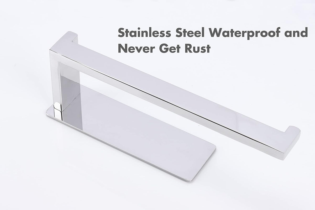 Hand Towel Holder, Strong Self Adhesive Hand Towel Ring, Thicken SUS304 Stainless Steel Hand Towel Bar/Rack, No Drilling Modern Hand Towel Hanger (Polish Chrome, 9 in)