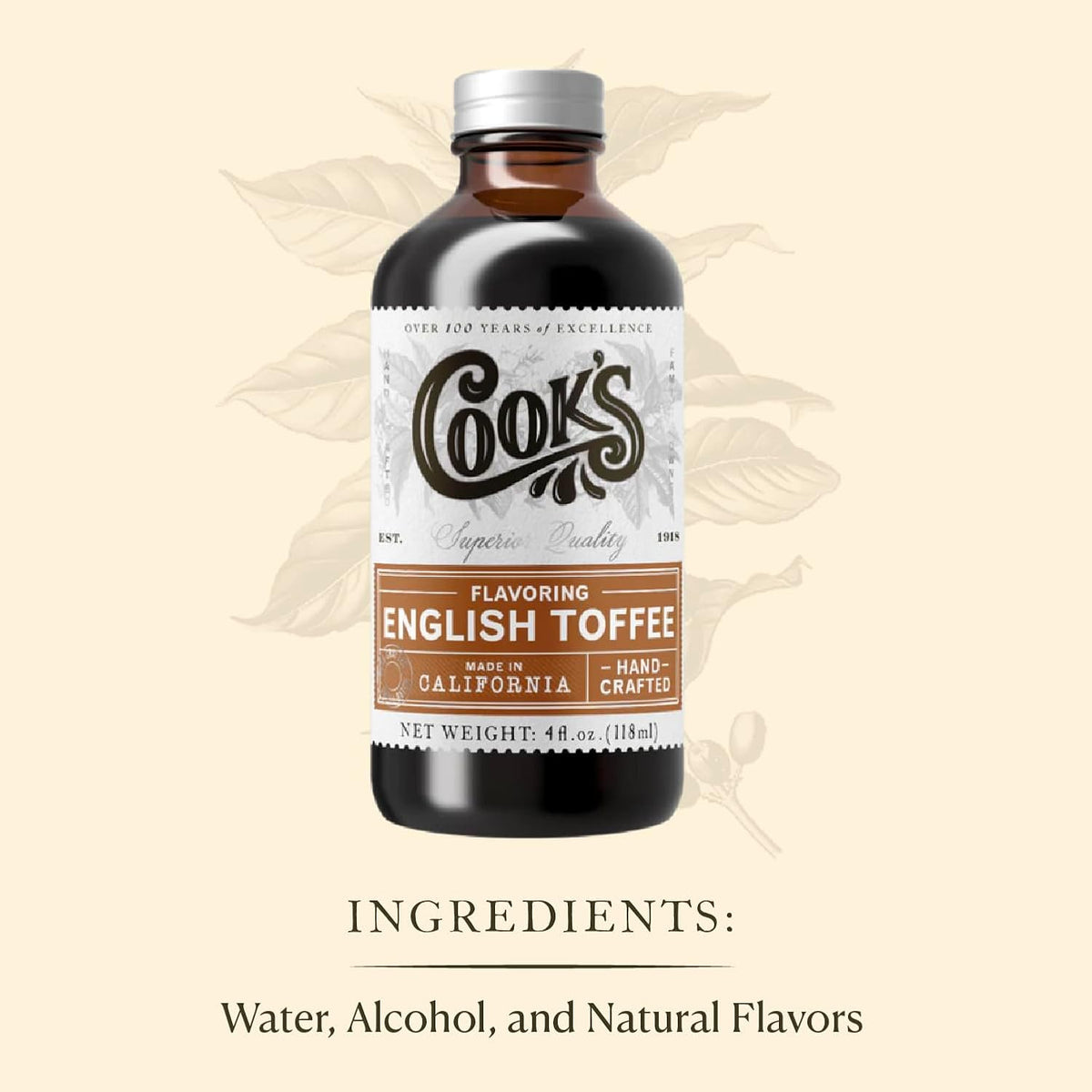 Cook's, English Toffee Flavoring for Baking, Icing, Cinnamon Rolls, Scones, 4 oz