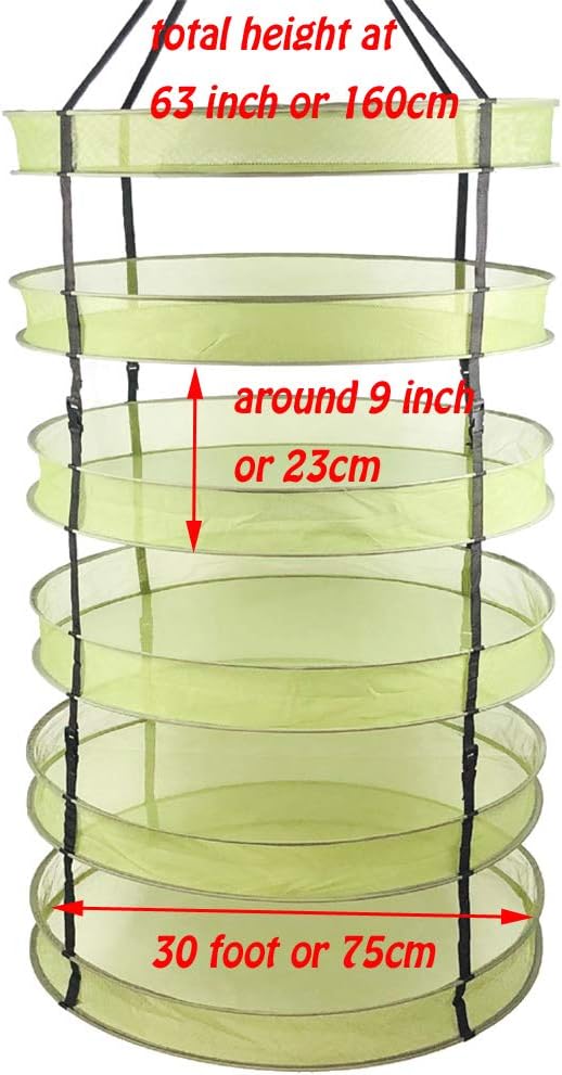 HORTIPOTS Herb Drying Rack Collapsible 2.5 ft Hanging Dry Net Rack for Hydroponic Herb Pot Vegetable Fruit Flower or Clothes Laundry