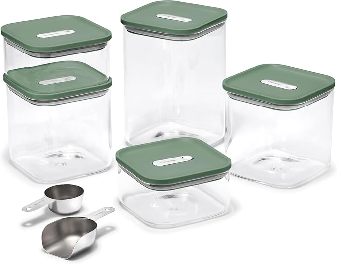 Caraway 14-Piece Glass Airtight Food Storage Containers with Lids – Non-Toxic, BPA-Free Kitchen Storage Containers – Stackable, Space-Saving Airtight Containers for Dry Goods and More - Sage