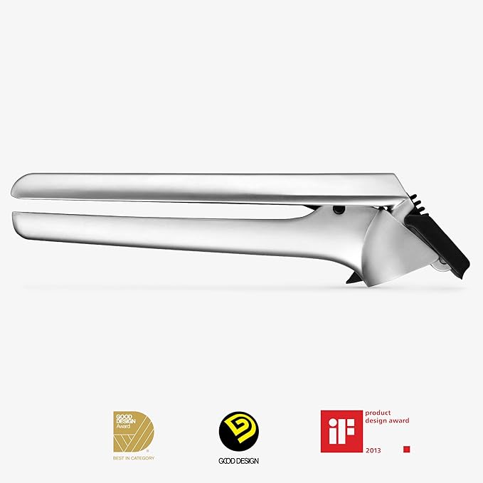 Dreamfarm Garject 2-In-1 Garlic Peeler, Garlic Press & Mincer with Garlic Peel Ejector, Chrome-Plated Zinc - Black