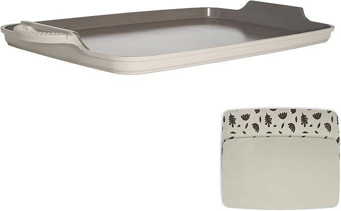 Goodful All-in-One Double Burner Griddle, Ceramic Nonstick, Durable Cast Aluminum, Oven Safe and Dishwasher Safe, Made without PFAS, PFOA, PFOS & PTFE, 18-Inch x 11-Inch, Linen