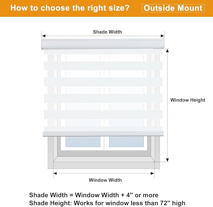 Persilux Cordless Zebra Blinds for Indoor Windows, Free-Stop Zebra Blinds Cordless, Light Filtering Sheer Shades Dual Layer for Day and Night, Zebra Roller Shades for Home (46.5" W X 47" H, White)