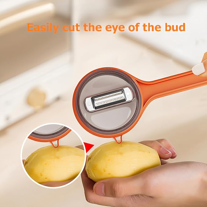 Peeling Knife With Storage Box, Fruit And Vegetable Peeler With Container, Double-Sided Stainless Steel Multi-Function Peeler For Home Kitchen (C-2pcs Mix)