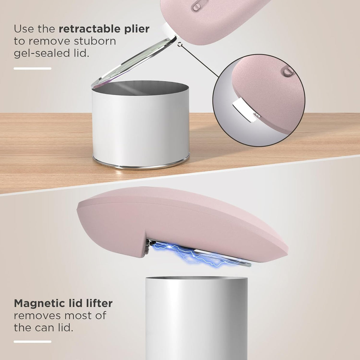 Ultrablde SE - USB Rechargeable Electric Can Opener for Kitchen for Seniors with Arthritis- Cordless Battery Powered Automatic, Side Cut, Smooth Edge, Handsfree, for Small or Large Cans, Pink