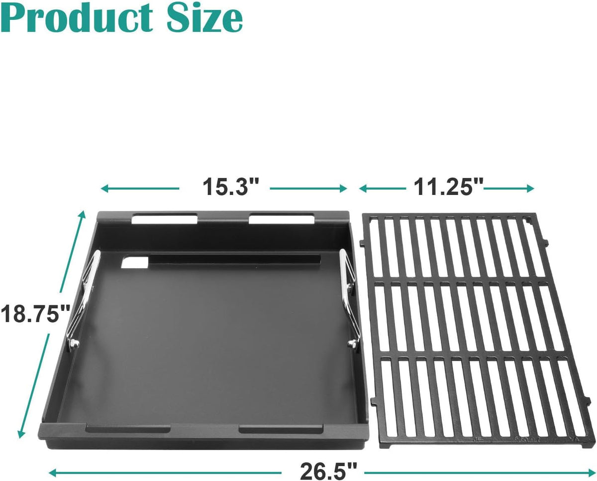 Griddle Inserts & Grate for Weber Genesis II 300 Series Grills, Flat Top Grill Griddle for Weber GS4 Genesis ii E-310/315/325/330/335 S-310/335, Replace for 6788 Full-Size Griddle